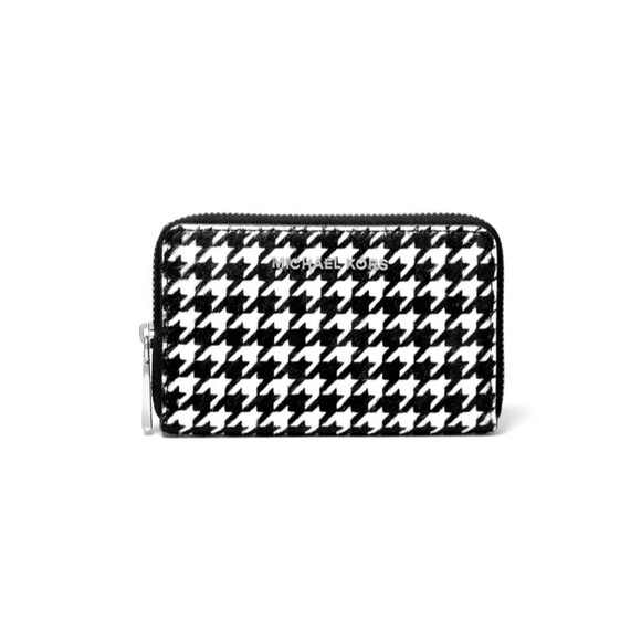 New Michael Kors Small Houndstooth Printed Calf Hair Wallet Black White Multi - Picture 1 of 2